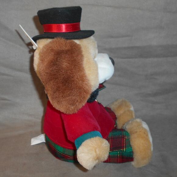 Vintage Dan Dee Snowflake Friends Dog in Top Hat Christmas Red Plaid - Picture 4 of 7